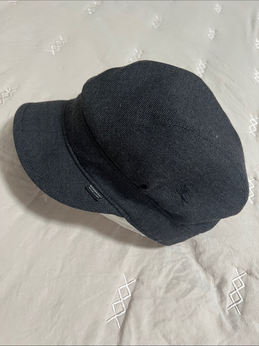 Burberry Blue Label Women's Newsboy Hat with Black Logo Trim